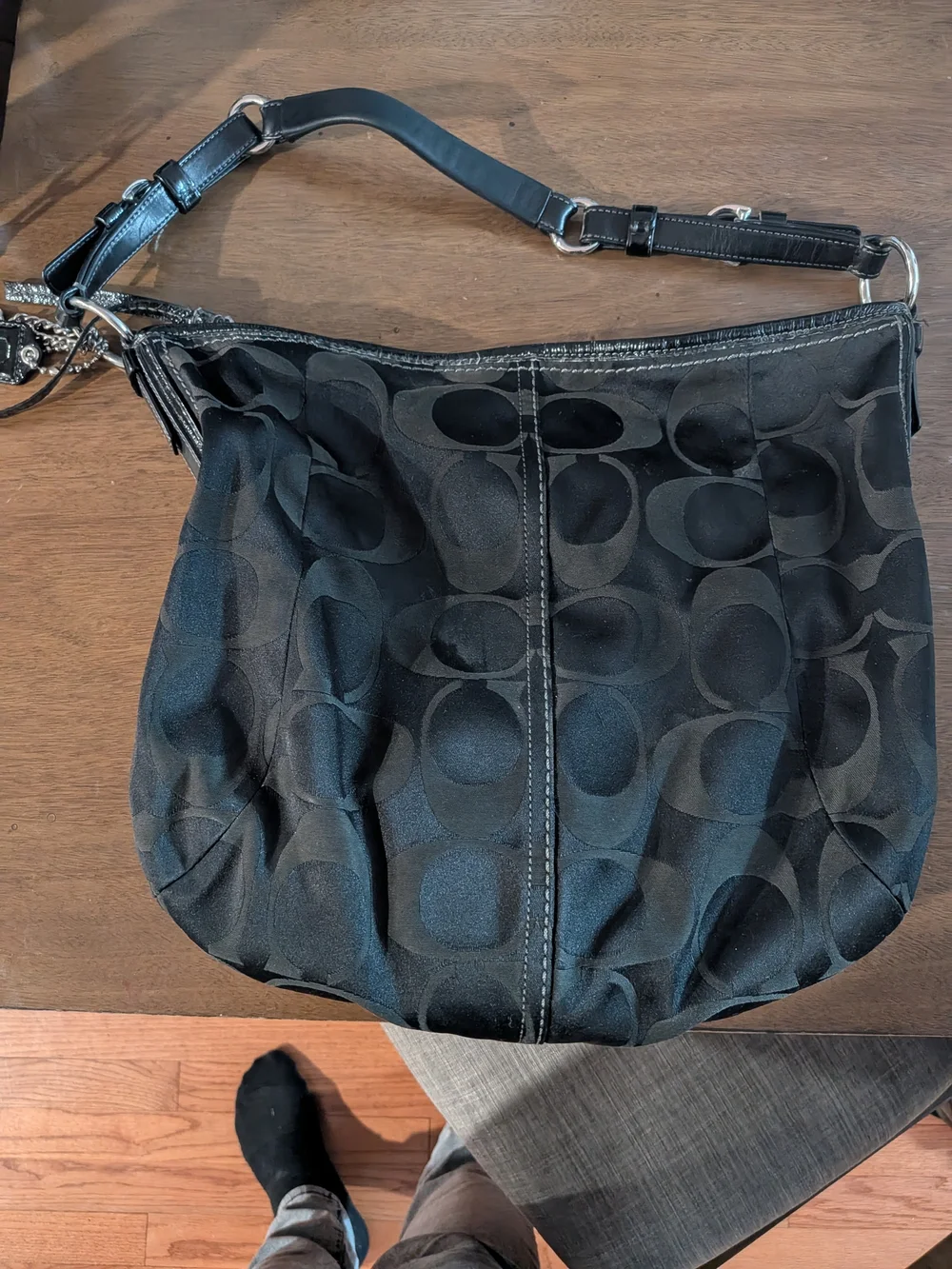Coach Black Signature Hobo Bag